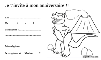 carte invitation anniversaire dinosaure