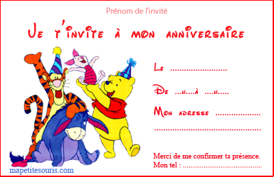 carte d'invitation anniversaire enfant à imprimer