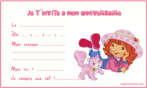 carte invitation charlotte aux fraises