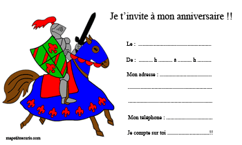 carte anniversaire invitation chevalier