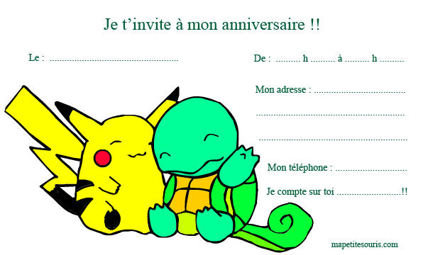 coloriage carte invitation anniversaire pokemon