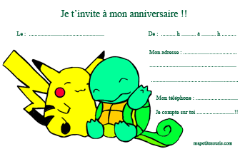 carte invitation anniversaire pokemon