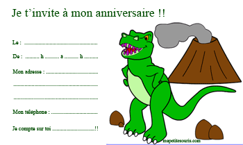 carte invitation dinosaure