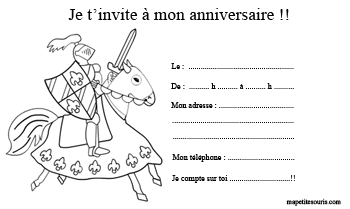 coloriage carte invitation enfants anniversaire
