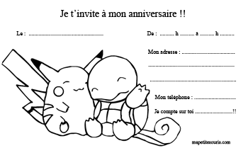 coloriage carte invitation anniversaire enfants pokemon
