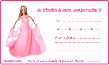 carte invitation anniversaire barbie