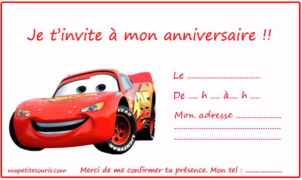 carte anniversaire d'invitation enfants