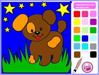 jeux pour enfant : coloriage en ligne chien