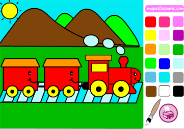 jeux pour enfant : coloriage en ligne petit train