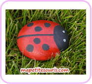 bricolage- peinture de coccinelle  sur galet