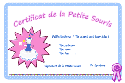 certificat de passage de la petite souris