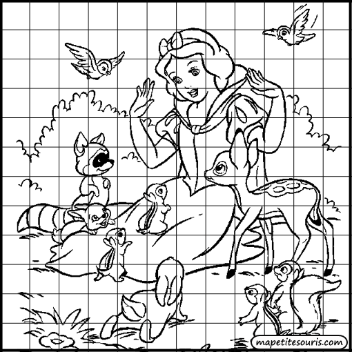 dessiner un phoque dans un quadrillage