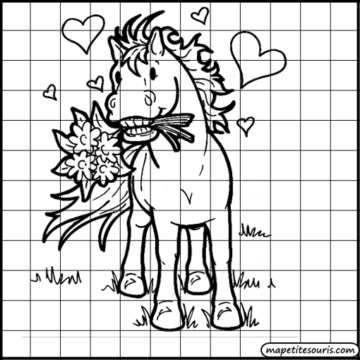 dessiner un phoque dans un quadrillage