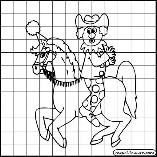 dessiner un phoque dans un quadrillage