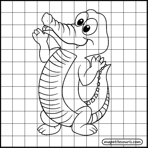 dessiner une baleine dans un quadrillage