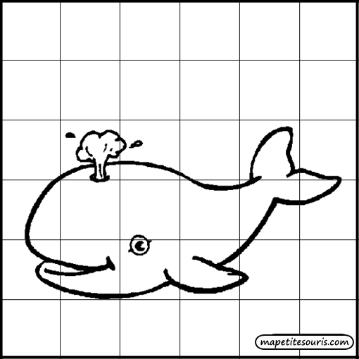 dessiner une baleine dans un quadrillage