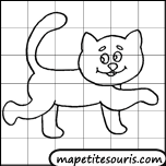 apprendre à dessiner un chat avec des quadrillages