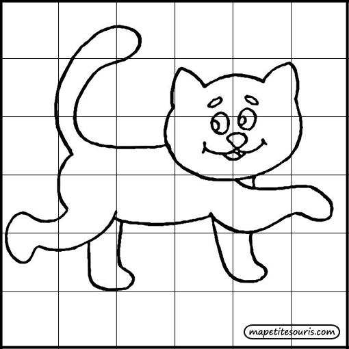 dessiner un chat dans un quadrillage