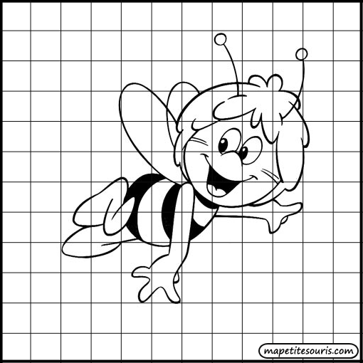 dessiner une abeille dans un quadrillage