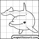 apprendre à dessiner un dauphin avec des quadrillages