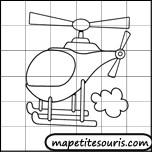 apprendre à dessiner un helicoptere avec un quadrillage
