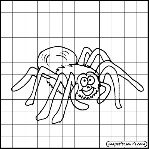 dessiner un caht dans un quadrillage