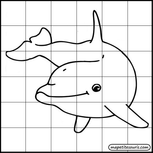 dessiner un dauphin dans un quadrillage