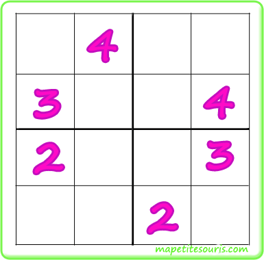 sudoku enfants avec des chiffres