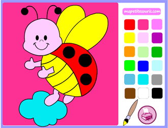 jeux pour enfant : coloriage en ligne coccinelle